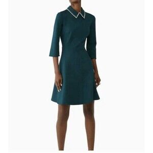 Kate Spade Women’s Green Diamanté Collar Dress Mini   Siz XS Flaw